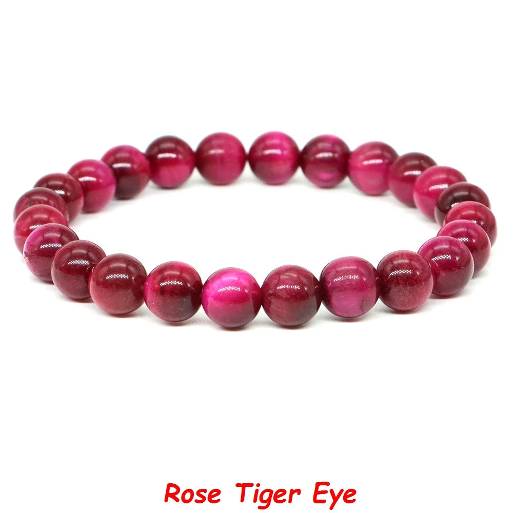 Natural Stone Bracelet Healing Crystal Amethyst Quartz Agate Round Loose Bead Elastic Stretch Bangle For Women Men Jewelry Gifts