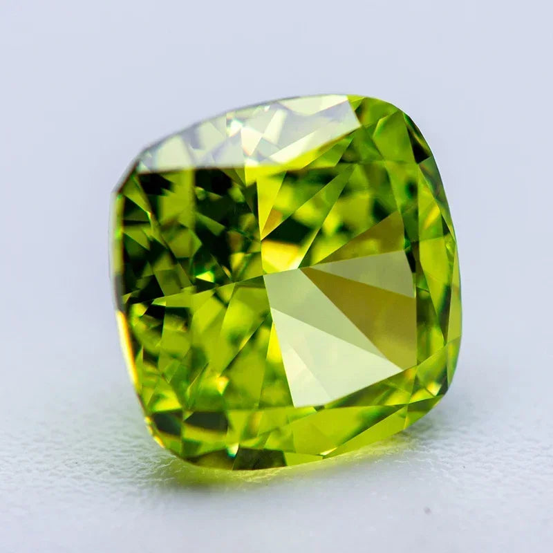 4k Crushed Ice Cut Cubic Zirconia Stone Apple Green Color Cushion Shape Synthetic Gemstone 5A Lab CZ Gemstone Shiny Q