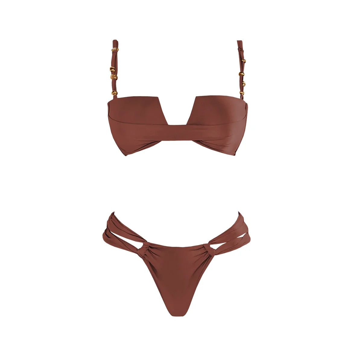 Bandeau 3 Pieces Bikini 2025 Sexy Women Swimsuit Swimwear Female Dress Cover Up Bikini Set Beachwear Bathing Suit Swimming Suit