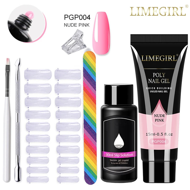 Limegirl Poly Nail UV Gel Set for Nails Quick Extension Building Soak Off UV Polys Nail Gel Kit Manicure Art  Decoration Tools