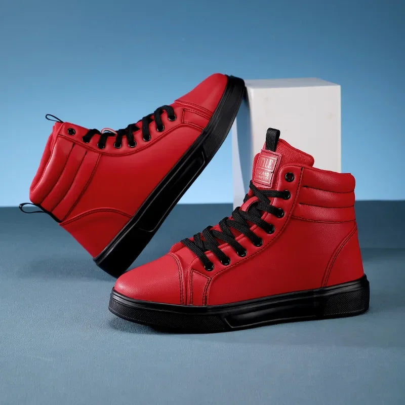 Spring Fashion Red Men's Sneakers High Top Skateboarding Shoes for