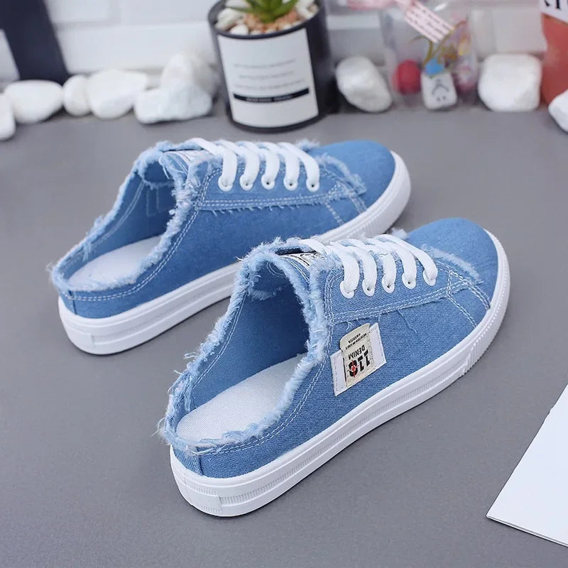 Spring Summer Women Canvas Sneaker Low Top Denim Sneakers Ladies
