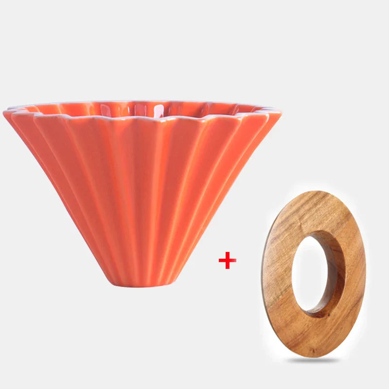StepUp Coffee Origami Ceramic Pour Over Dripper, Handmade Cone Brewer-14