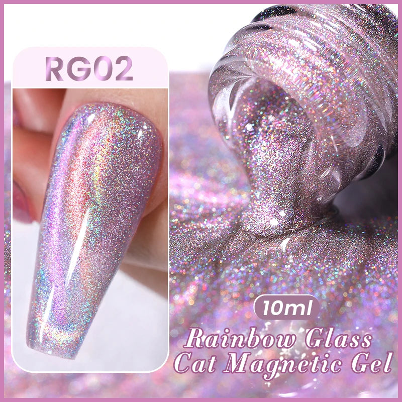 BORN PRETTY 10ml Rainbow Auroras Cat Magnetic Gel Nail Polish Holographics Nail Gel for Manicure Design Varnis Semi Permanent