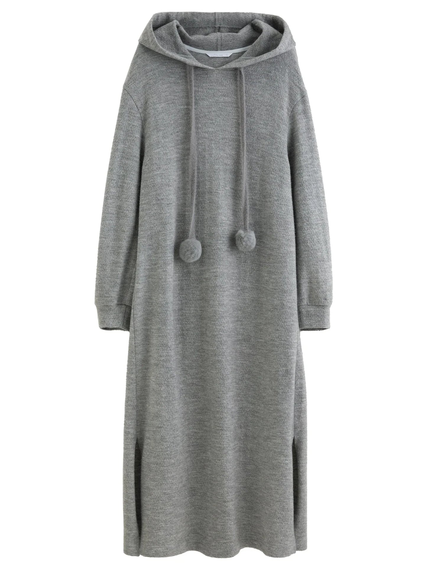 Hooded Knit Dress Drawstring Waist Winter Tunic