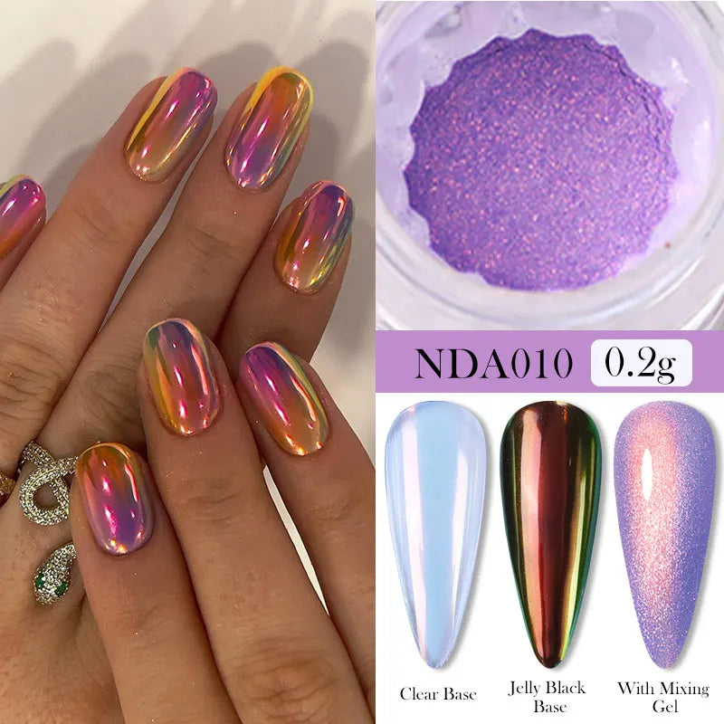 1Box Moonlight Nail Powder Silver Fine Glitter Metallic Effect Pigment UV Gel Polish Dust Aurora Nail Decorations