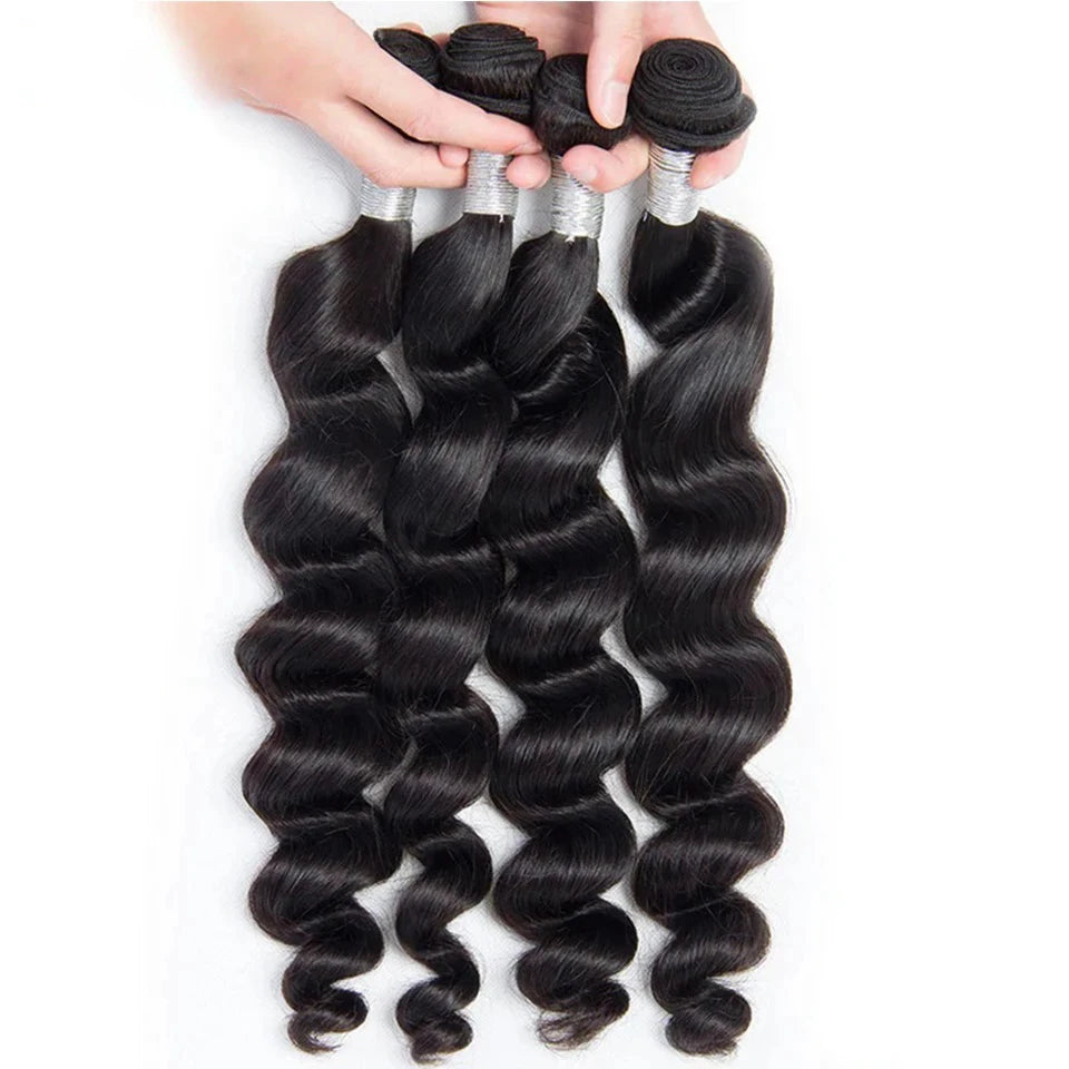 Loose Wave 36 38 40 Inch Long Indian Raw Human Hair Bundles 1/3/4 PCS Human Hair Extensions Natural Black Remy Hair Weave Bundle