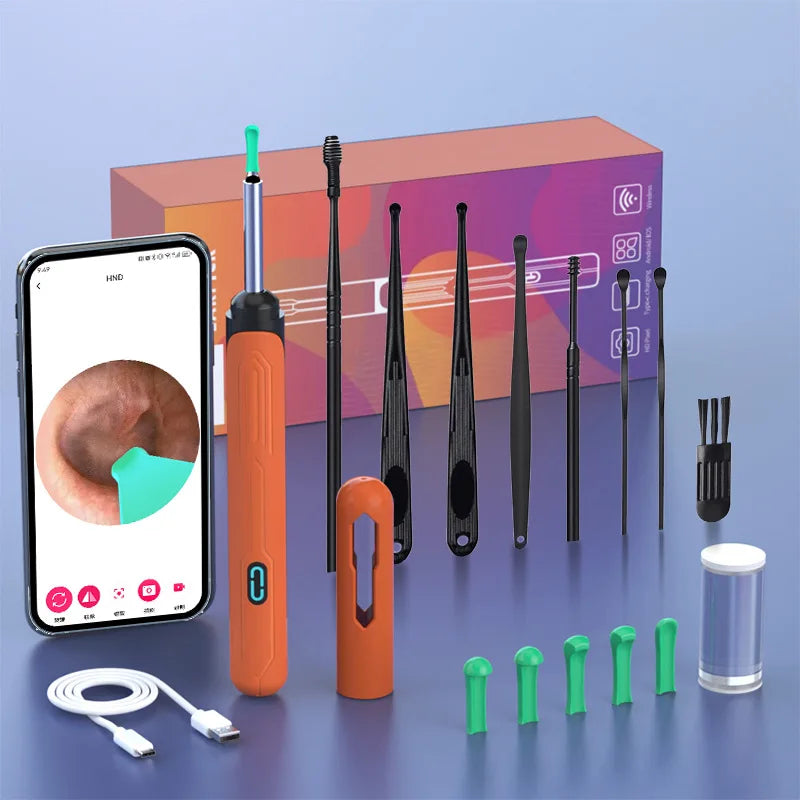 Ear Cleaner with Camera Set HD Ear Sticks Otoscope USB C Charging Endoscope Wax Removal Tool Earpick Ear Cleaning Set NK3