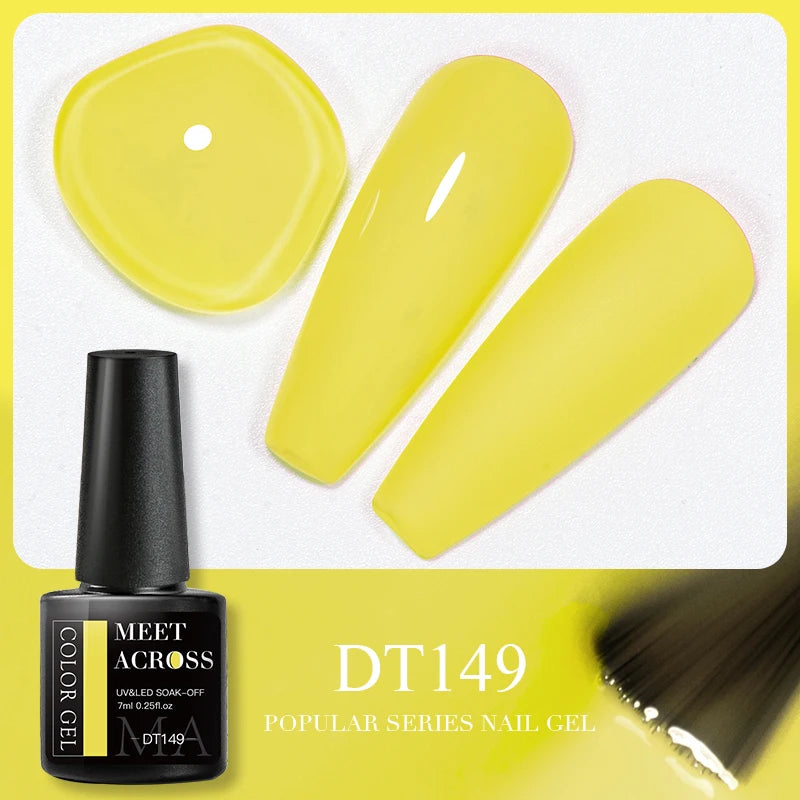 MEET ACROSS 7ml Reflective Glitter Gel Nail Polish Glitter Reflective Effect Semi Permanent UV LED Nail Art Gel Varnish Manicure