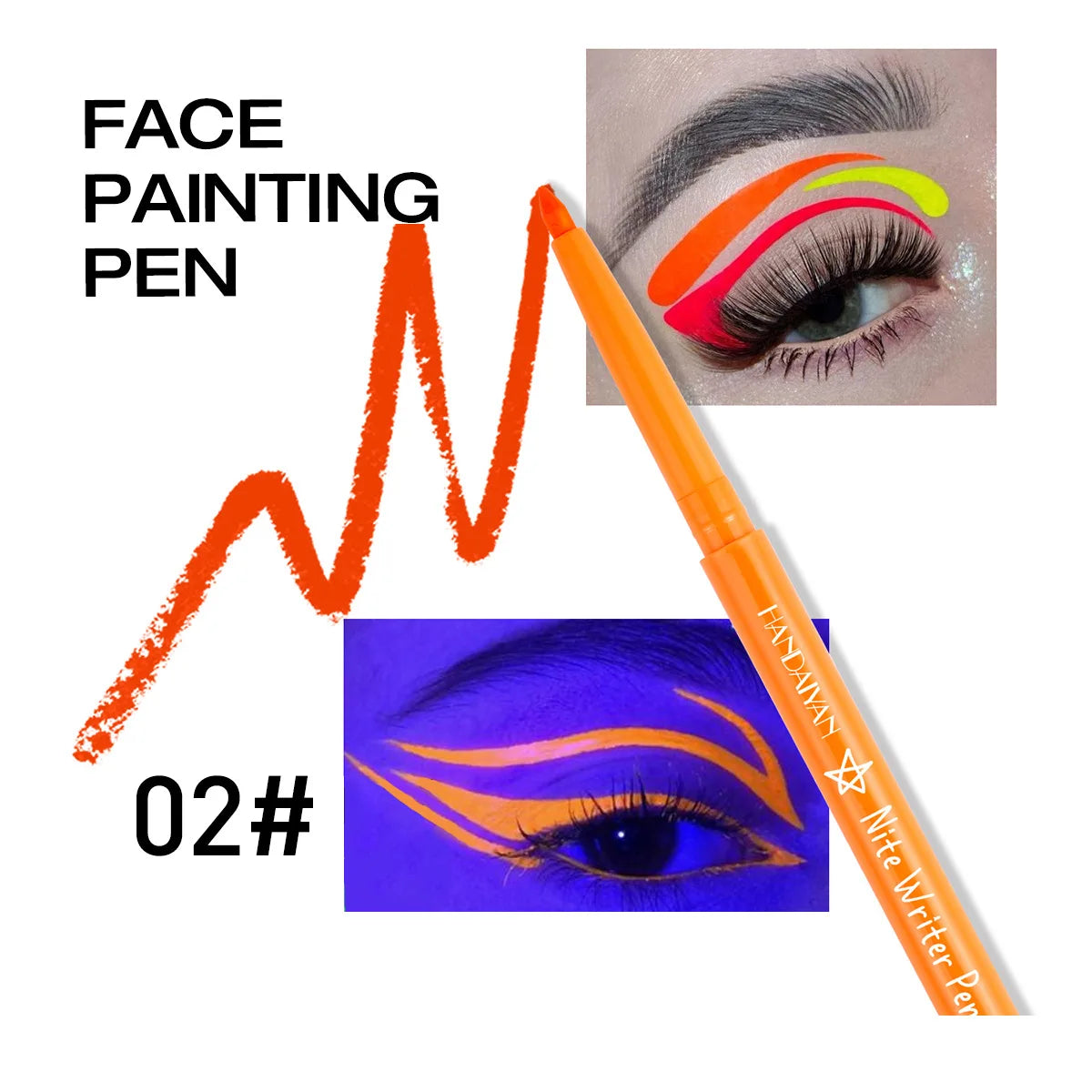 Fluorescent UV Light Neon Eyeliner Pen Waterproof Yellow Purple Orange Color Gel Eye Liner Pencil Eyes Make Up Cosmetics Tool