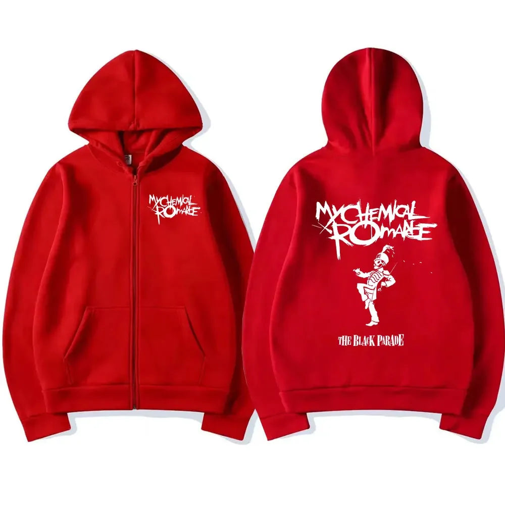 My Romantic Band (MCR) Reaper Zipper Hoodie Black Parade Punk Emotion Rock Zipper Hoodie Men's Fashion Retro Hip Hop Hoodie