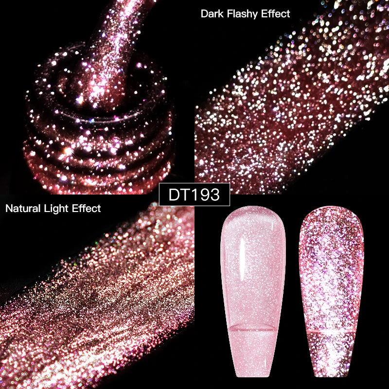 MEET ACROSS 7ml Reflective Glitter Gel Nail Polish Glitter Reflective Effect Semi Permanent UV LED Nail Art Gel Varnish Manicure