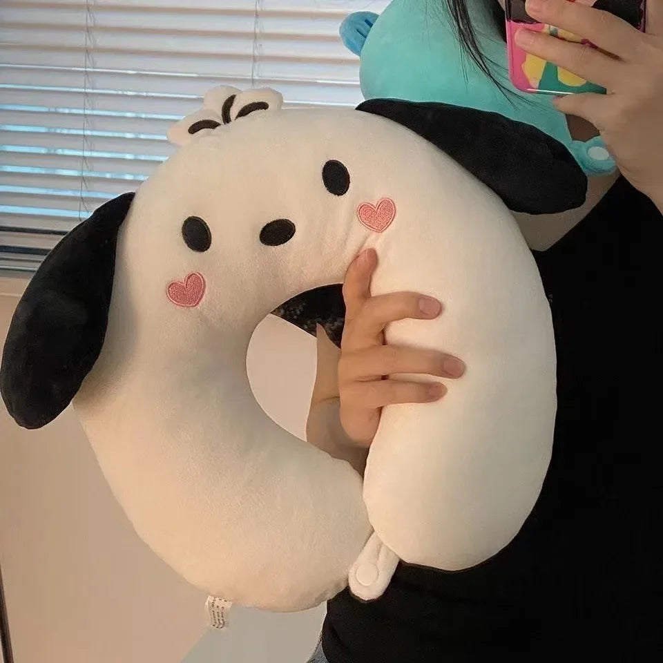 Sanrio Cute U-shaped Neck Pillow Hello Kitty Purin Pochacco Portable Nap Pillow Perfect for Neck Support Kuromi Plush Toy