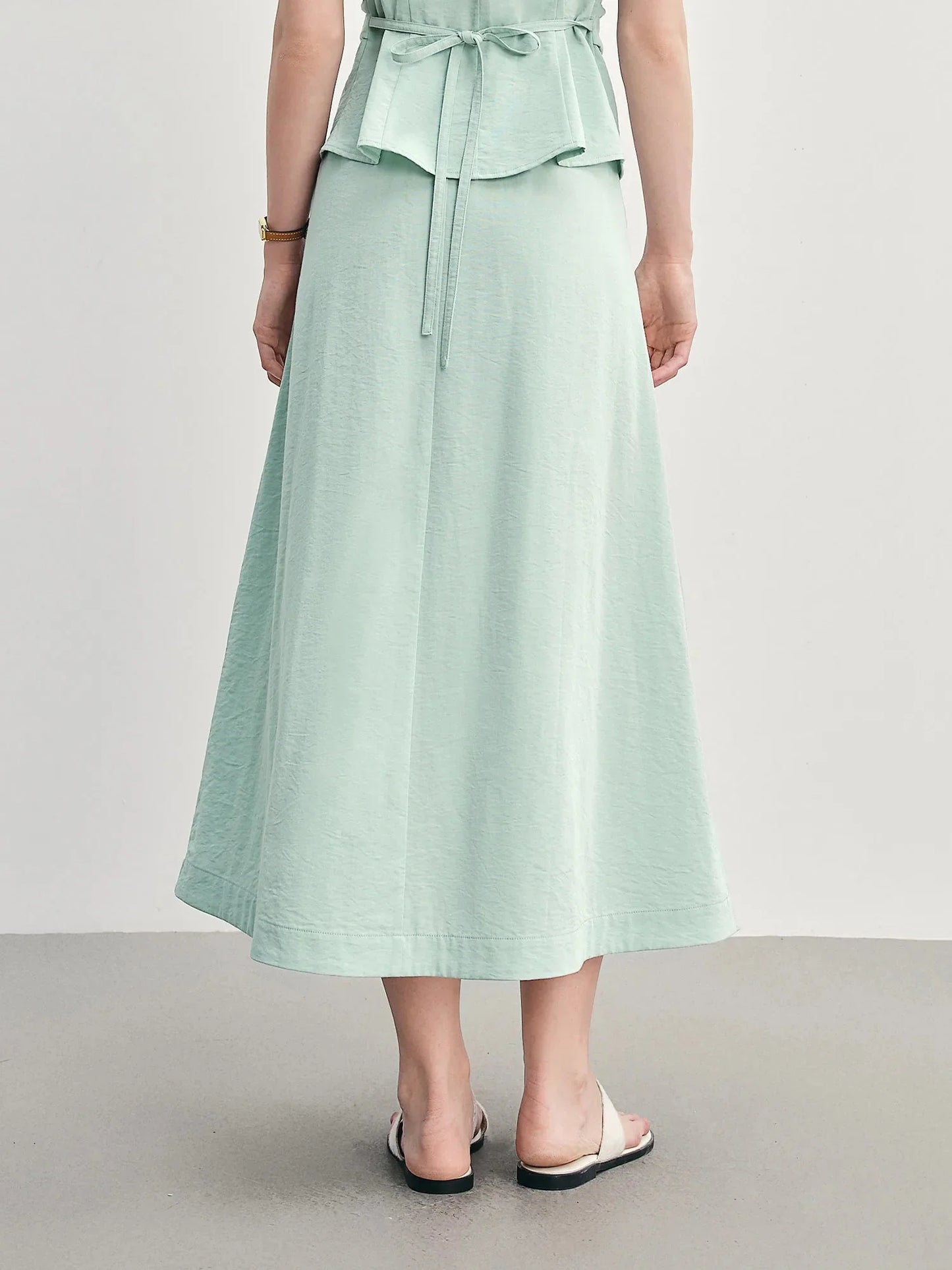Summer Commuter Suit Pleated Shirt & Slim Skirt Set