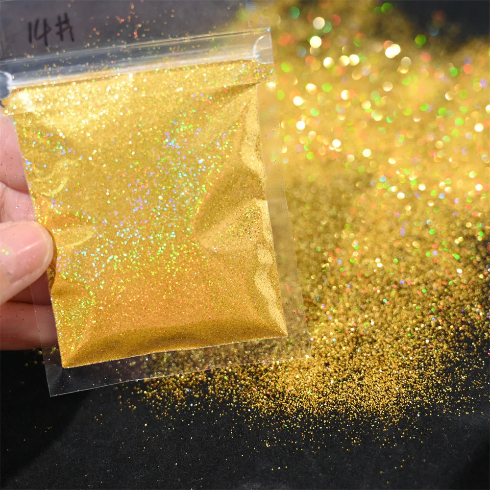 5g Laser Holographic Bulk Glitter Nail Shining Sparkly Pigment Loose Fine Glitter Reflective Gel Polish Accessories Nail Powder