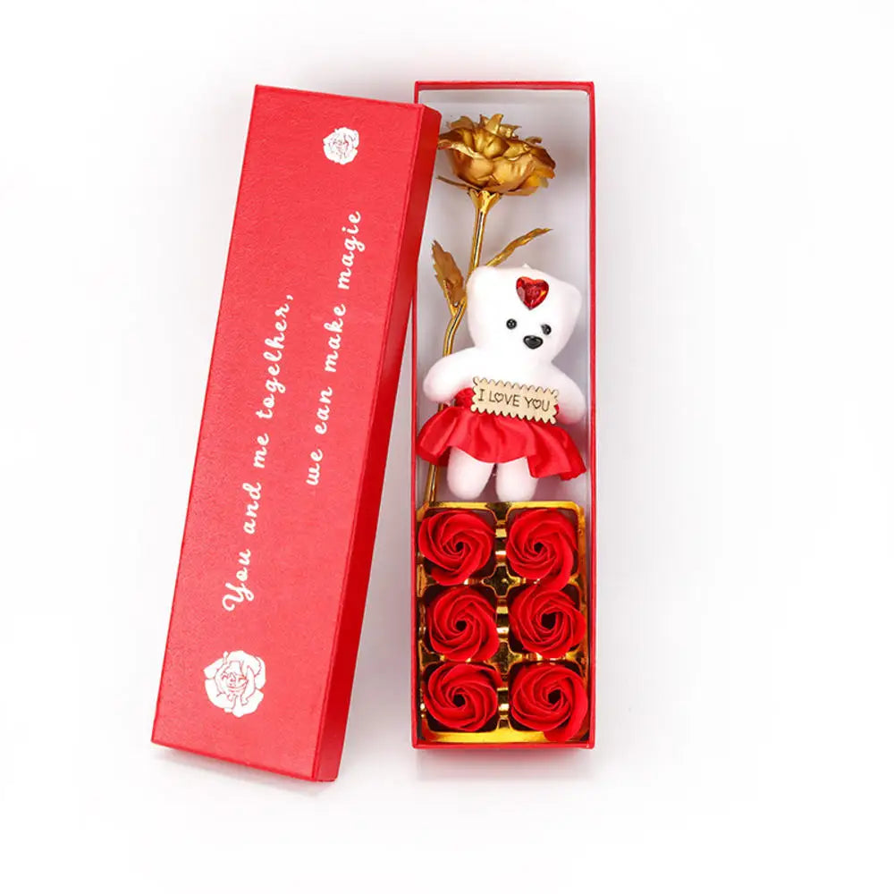 22 Flowers Soap Flower Gift Rose Box Valentines Day Gift Bears Bouquet Wedding Decoration Gift Festival Heart-shaped Box