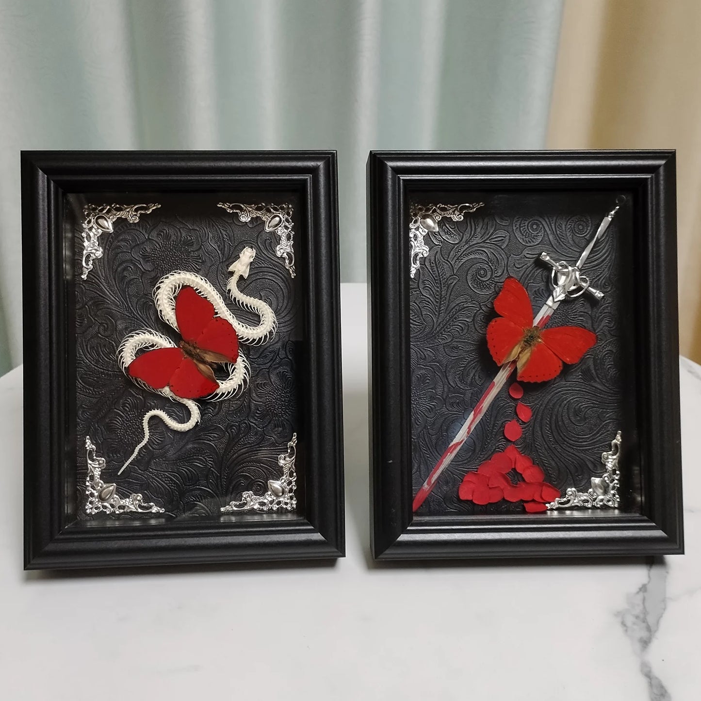 Red Butterfly Cymothoe Sangaris Specimen With Sword Framed Natural Butterflies Taxidermy Artwork Wall Décor Exquisite Collection