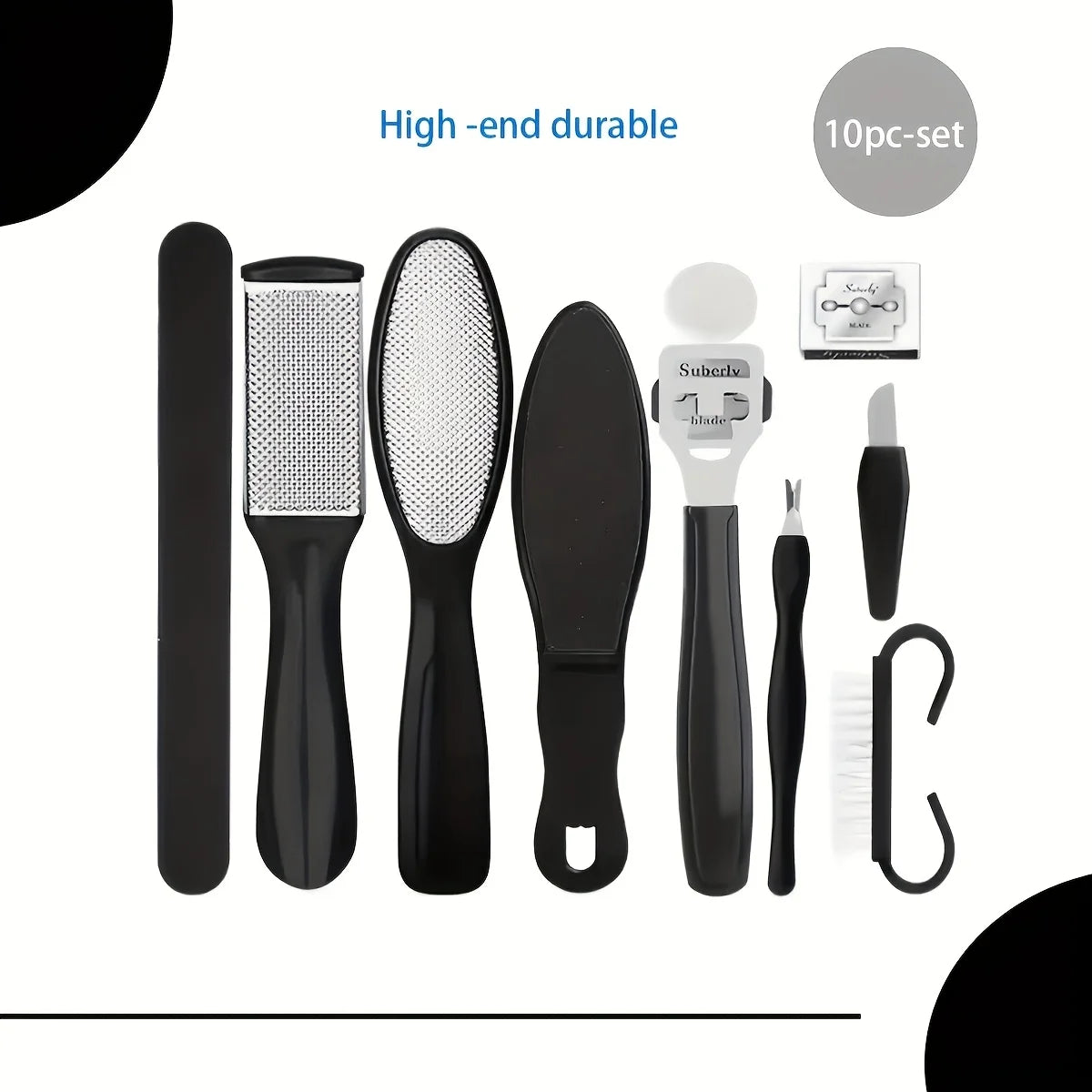 10-in-1 Fashionable Hot Selling Pedicure Set,Professional Remover Foot File Scraper,Exfoliating Tool for Feet and Hands