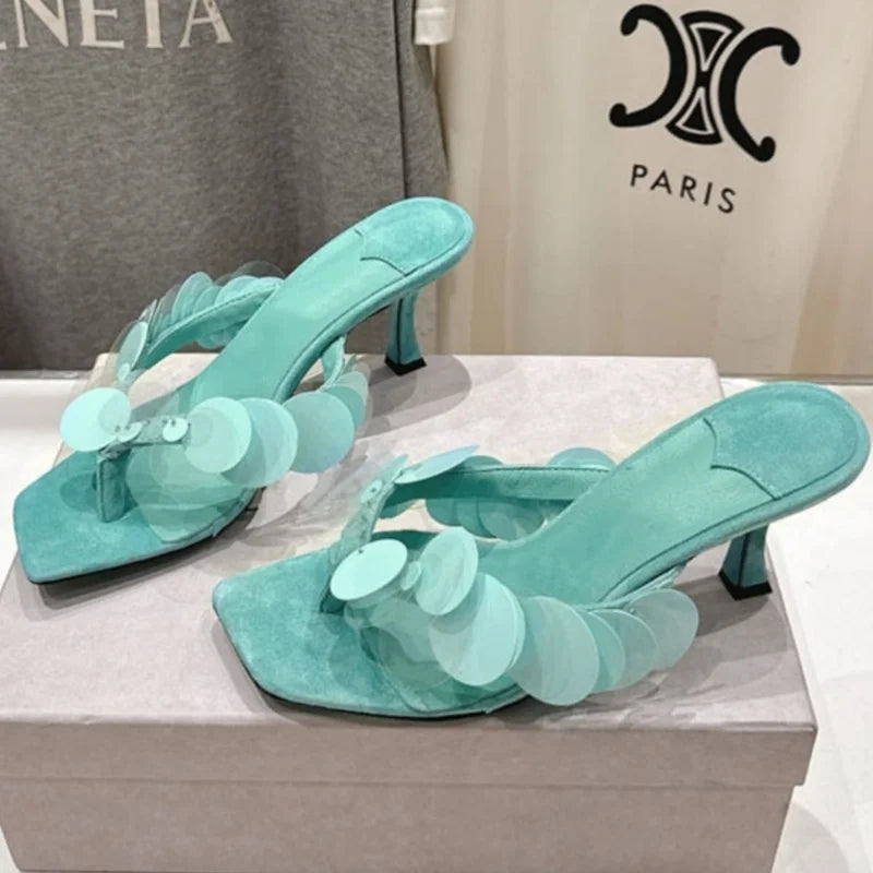 Aqua Green Suede Sandals for Women Shoes High Heels Zapatos Pumps