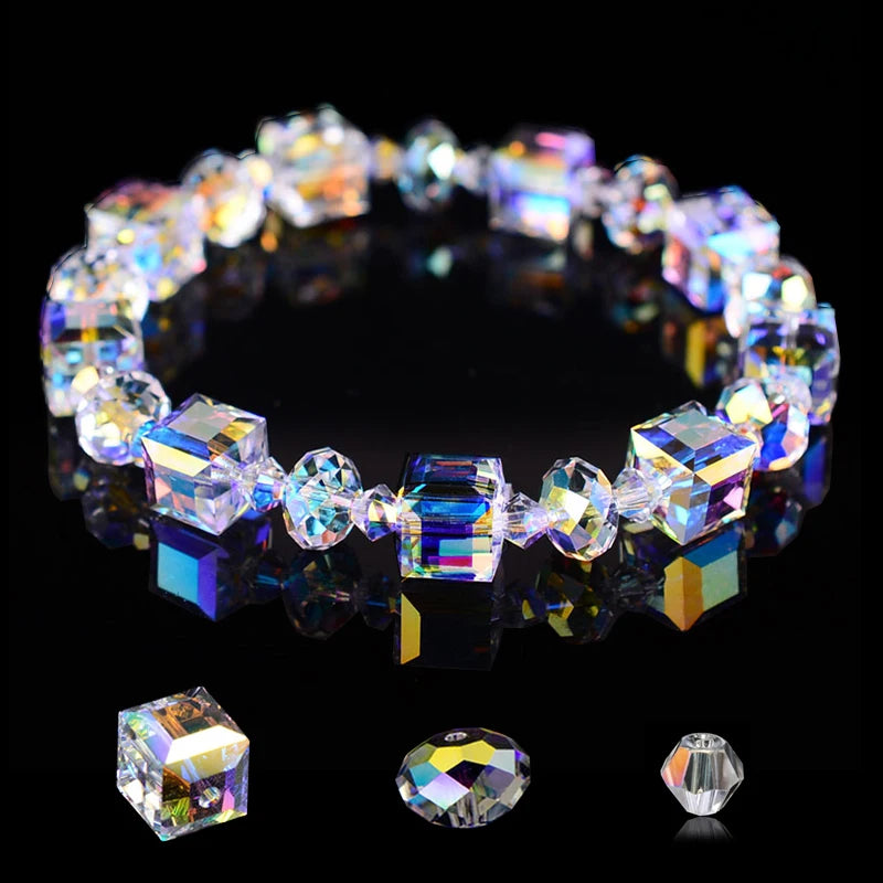 180-250PCS 4/6/8/10MM AB Color Crystal Beads for Jewelry Making Supplies Kit Bracelets DIY Beads + Elastic Thread Set