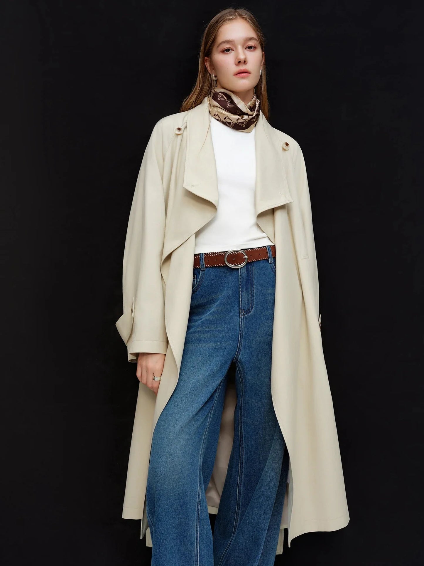 Women’s British Style Slim Fit Trench Coat Spring Outerwear