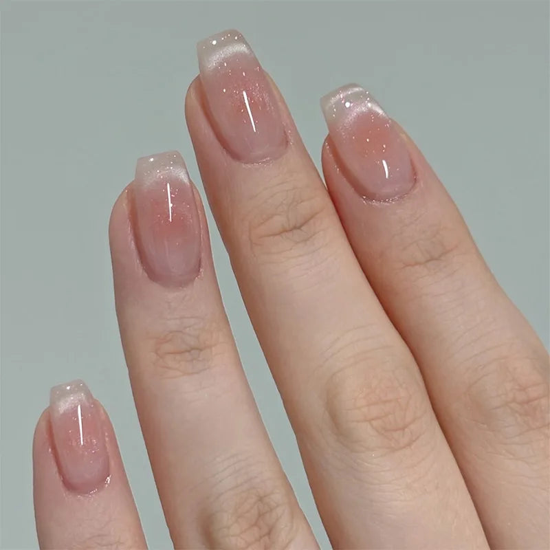 24pcs Colorful Square Press on Nails Gradient False Nails Simple Wearable Stick-on Nails Fake Nail Накладные Ногти 네일팁 Uñas
