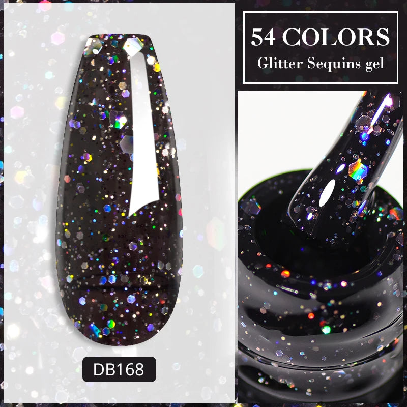 7ml Glitter Reflective Gel Nail Polish Sparkling Soak Off UV LED Gold Silver Black Pink Gel Polish Starter Kit For Home Salon