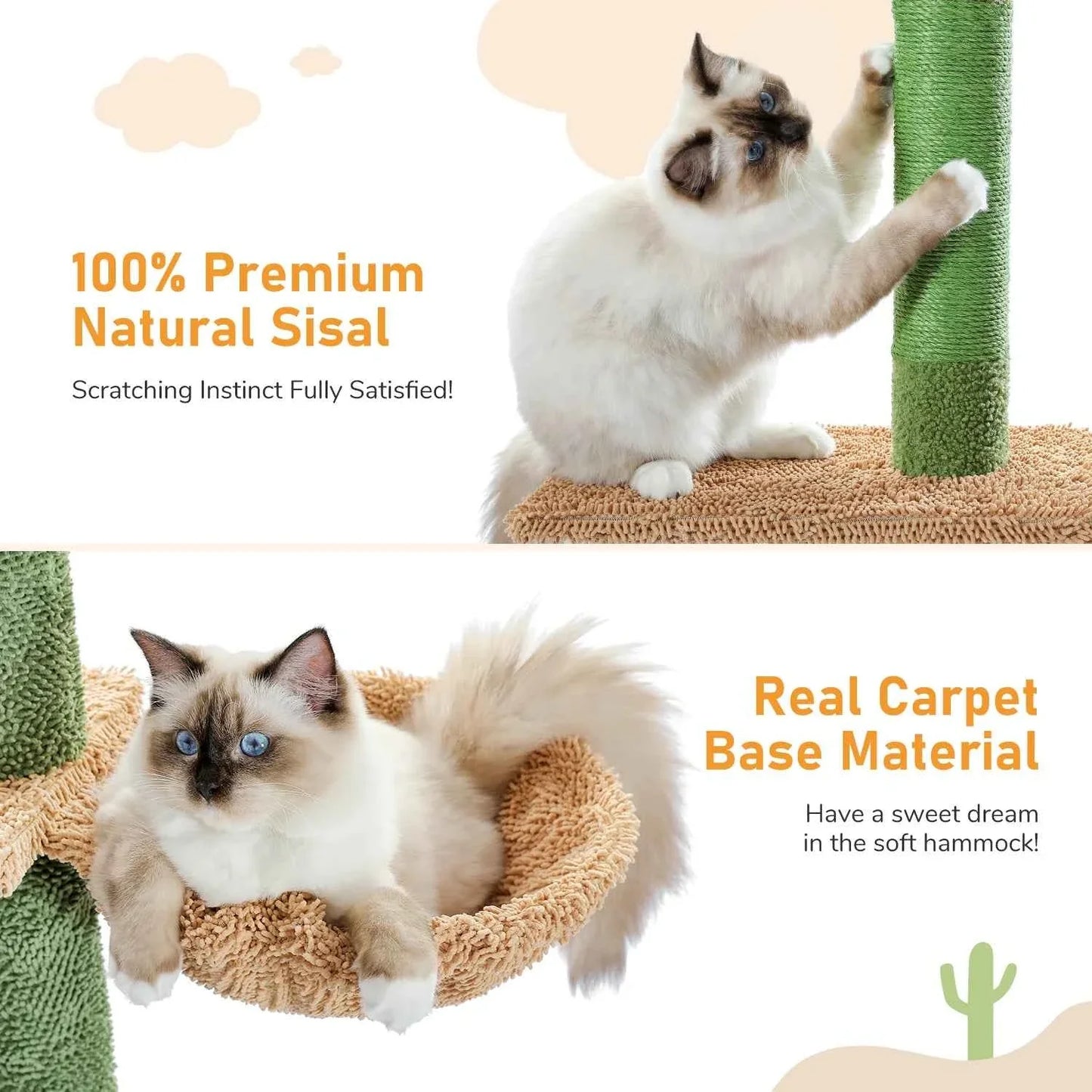 5 Tier Cat Tree Tower with Scratching Posts & Hammock