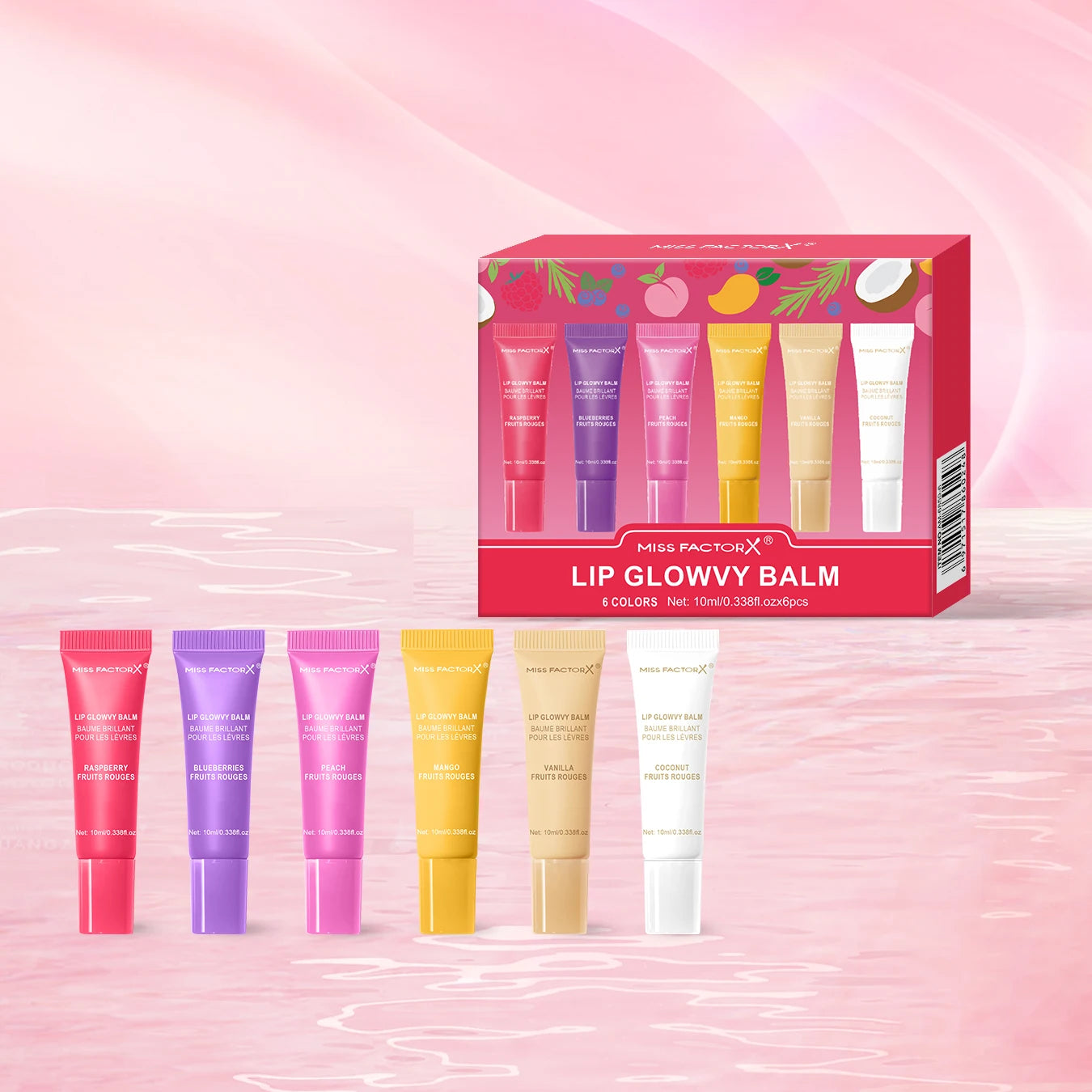 Miss FactorX Lip Gloss Gift Set - 6 Colors Long-Lasting, Moisturizing Gloss Tubes