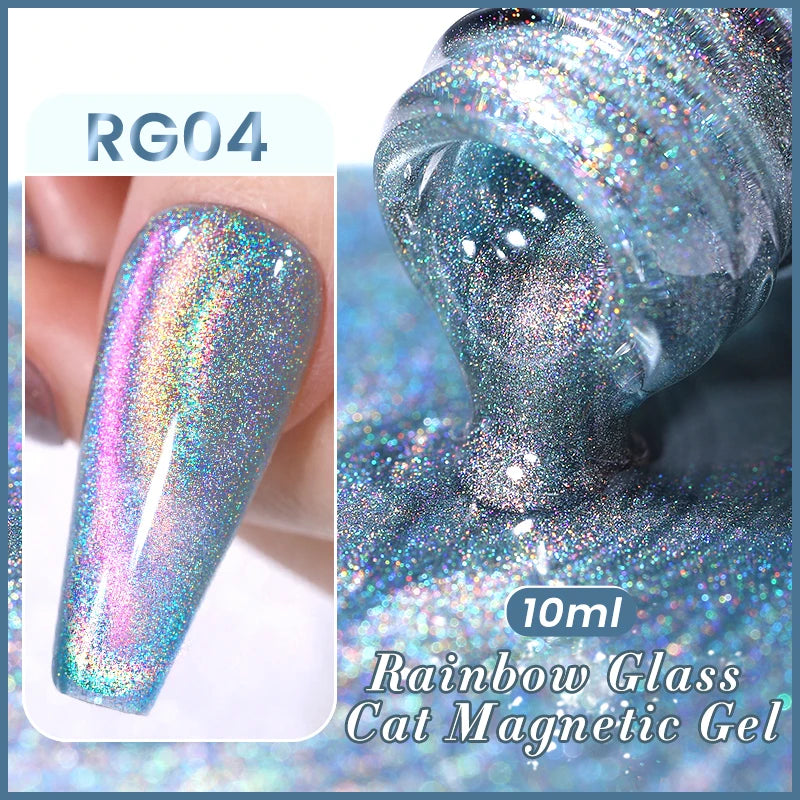 BORN PRETTY 10ml Rainbow Auroras Cat Magnetic Gel Nail Polish Holographics Nail Gel for Manicure Design Varnis Semi Permanent