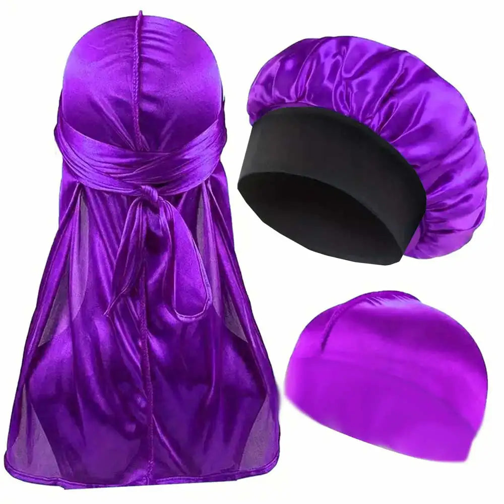 3pcs/set, Durag & Bonnet with Dome Hats for Men