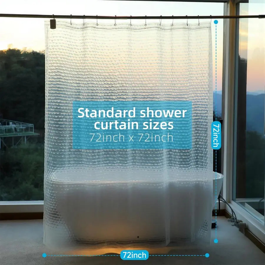 Funny Lighted Clear Shower Curtain Liner, Waterproof EVA Shower Liner with Builtin LED Lights, Kids Decorative Transparent Showe