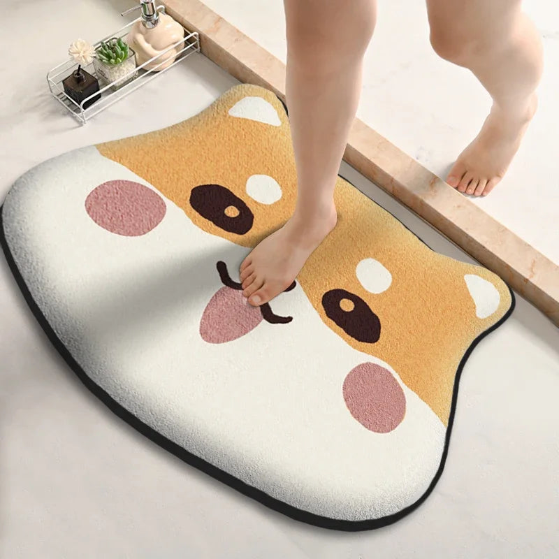 Thickened Special-Shaped Bathroom Mat – Absorbent Non-Slip Flannel Rug