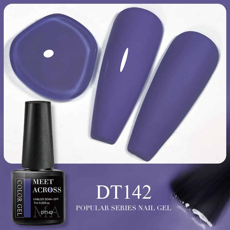 MEET ACROSS 7ml Reflective Glitter Gel Nail Polish Glitter Reflective Effect Semi Permanent UV LED Nail Art Gel Varnish Manicure