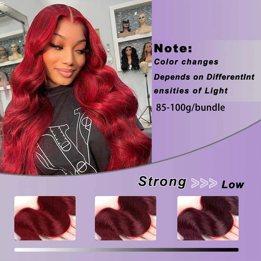 16A Colored 613 Human Hair Bundles Real Burgundy Raw Hair Weave Extensions Highlight Body Wave Bundles Human Hair With Closure