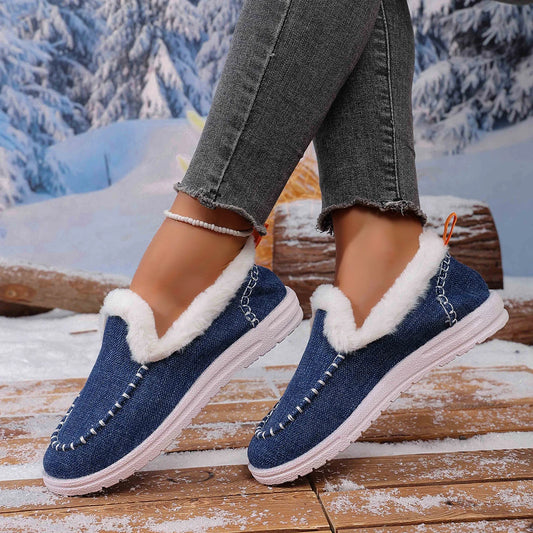 Women Slip on Flats Shoes Casual Comfortable Round Toe Designer Shoes Women New Retro Winter Snow sneakers Zapatos De Mujer