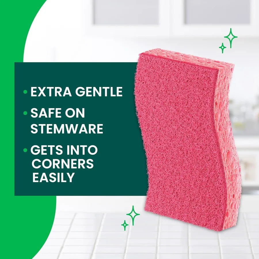 Gentle Clean Delicate Scrub Sponges For Washing Dishes and Cleaning Kitchen 3 Scrub Sponges
