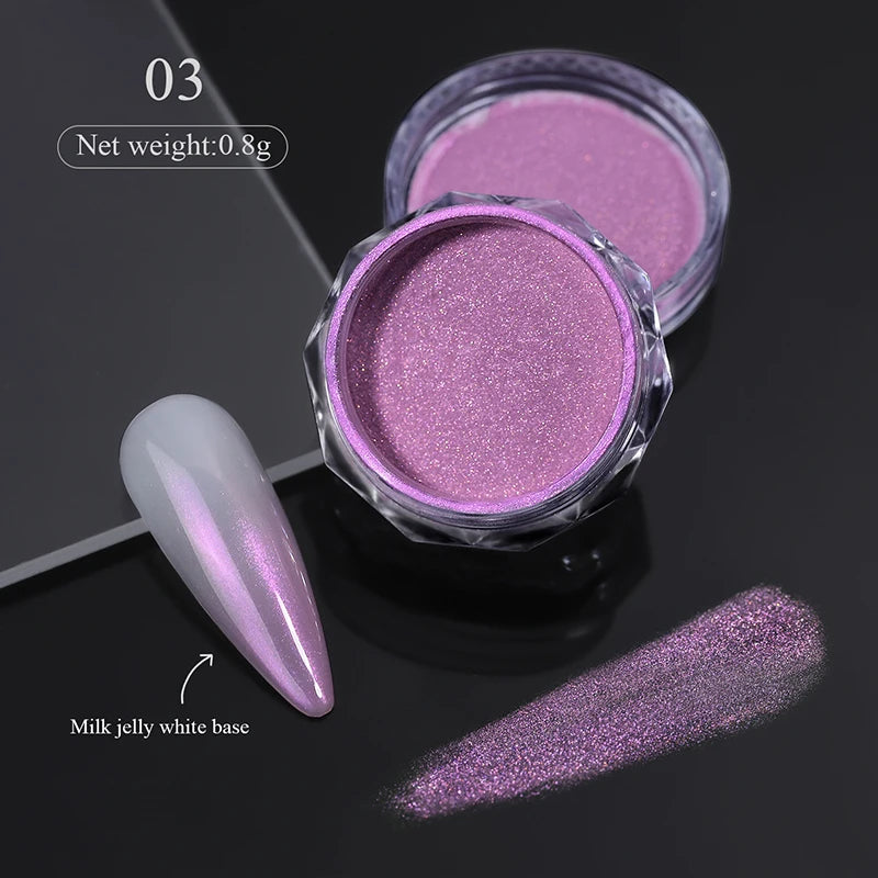 1Box Moonlight Nail Powder Silver Fine Glitter Metallic Effect Pigment UV Gel Polish Dust Aurora Nail Decorations