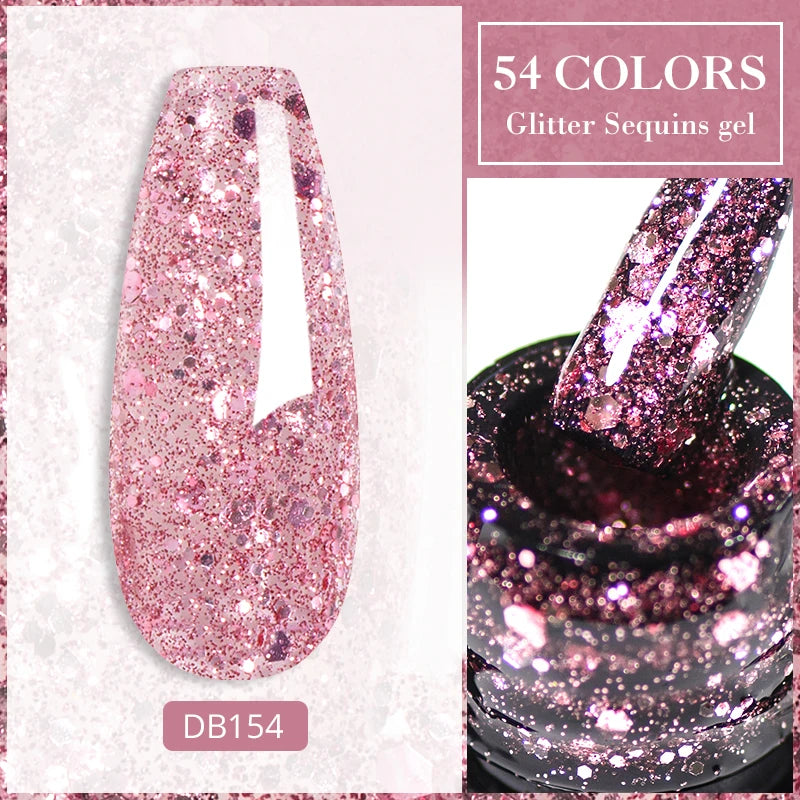 7ml Glitter Reflective Gel Nail Polish Sparkling Soak Off UV LED Gold Silver Black Pink Gel Polish Starter Kit For Home Salon