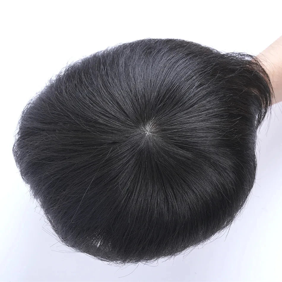 Swiss Lace Men's Wig Men Human Hair Toupee Durable Male Capillary Prosthesis Handmade Indian Human Hair Clips Replacement System