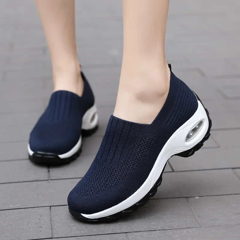 Breathable Mesh Slip-On Sports Shoes Comfortable Thick Bottom