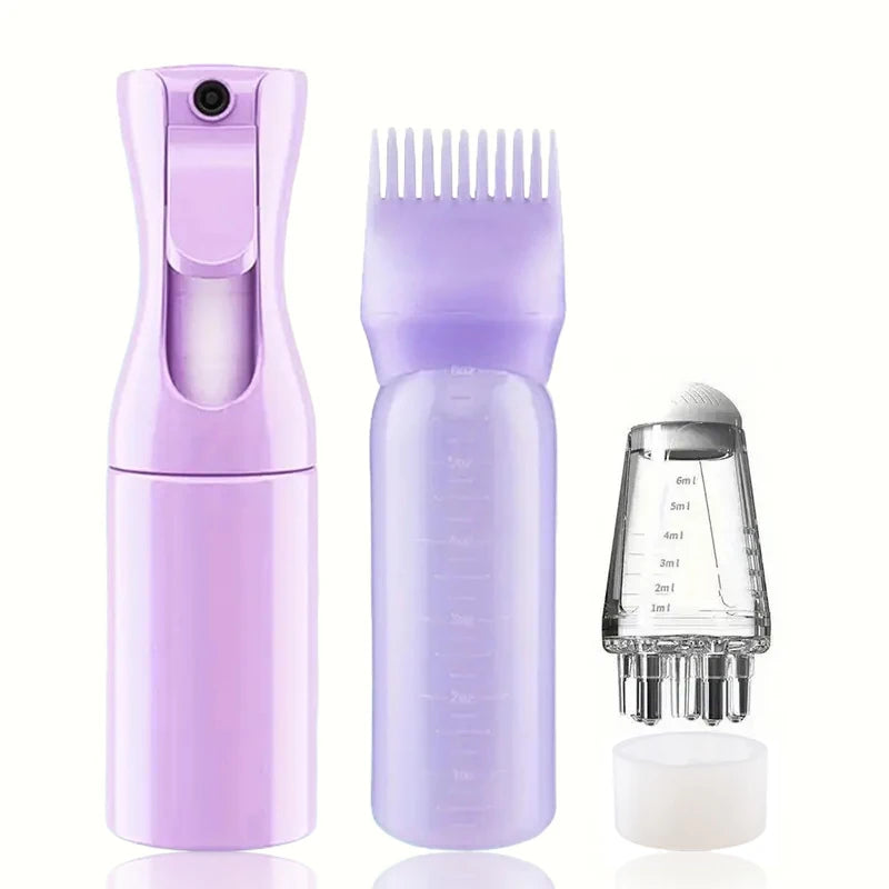3pcs Care Tool Set Hair Growth Essential Oil Applicator Bottle&1ml Scalp Massage Comb Spray Bottle- Anti-Loss for All Hair Types