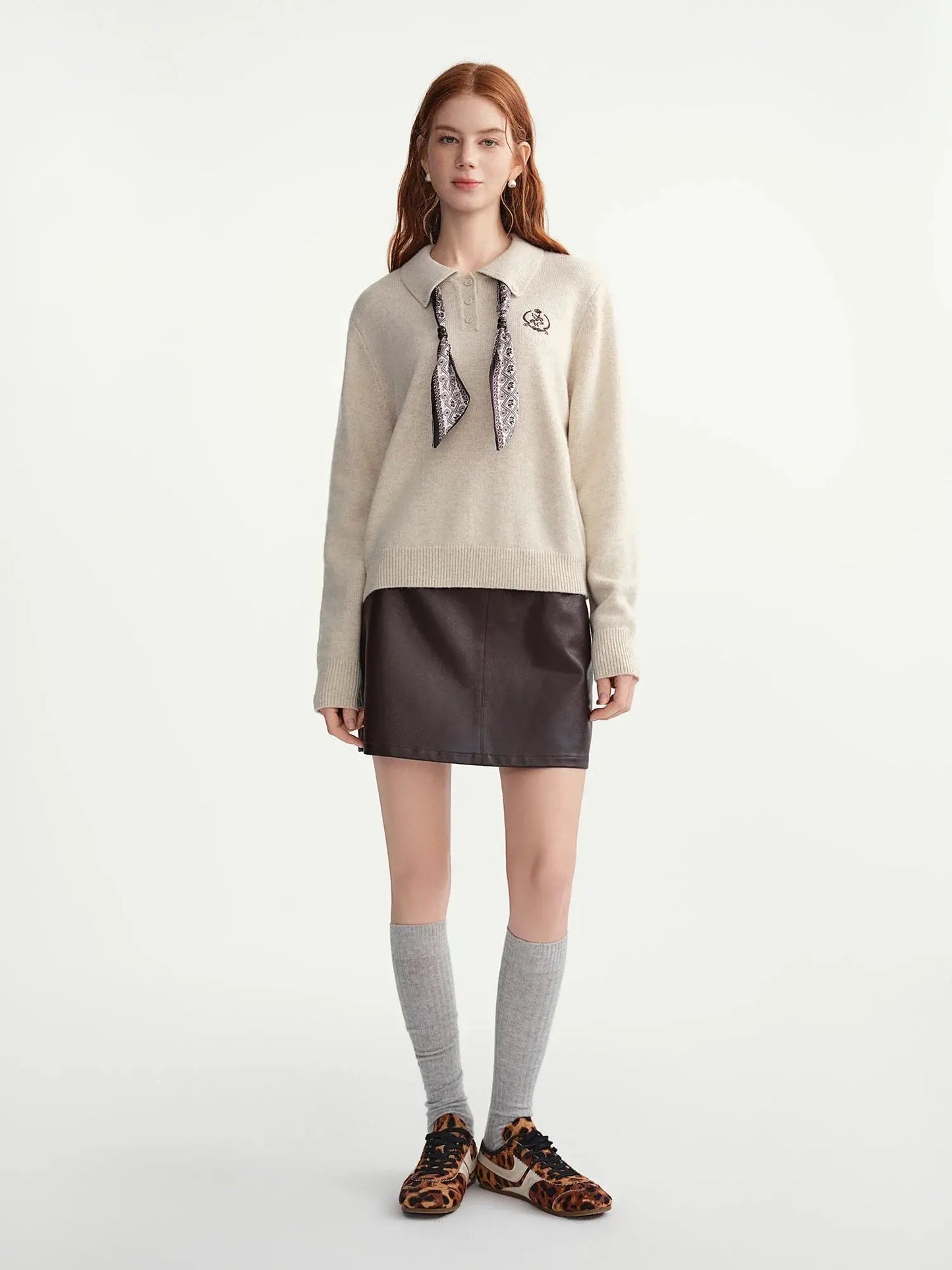 Women's Turn-Down Collar Knit Pullover