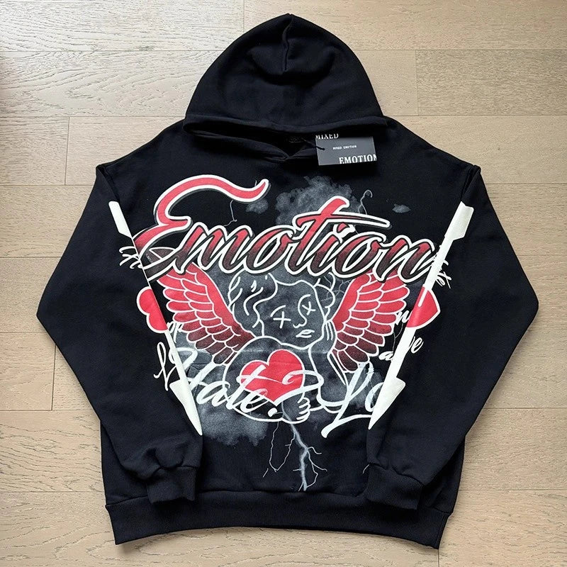 MIXED EMOTION 2-Piece Cotton Hoodie + Sweatpants Graffiti Print Sets