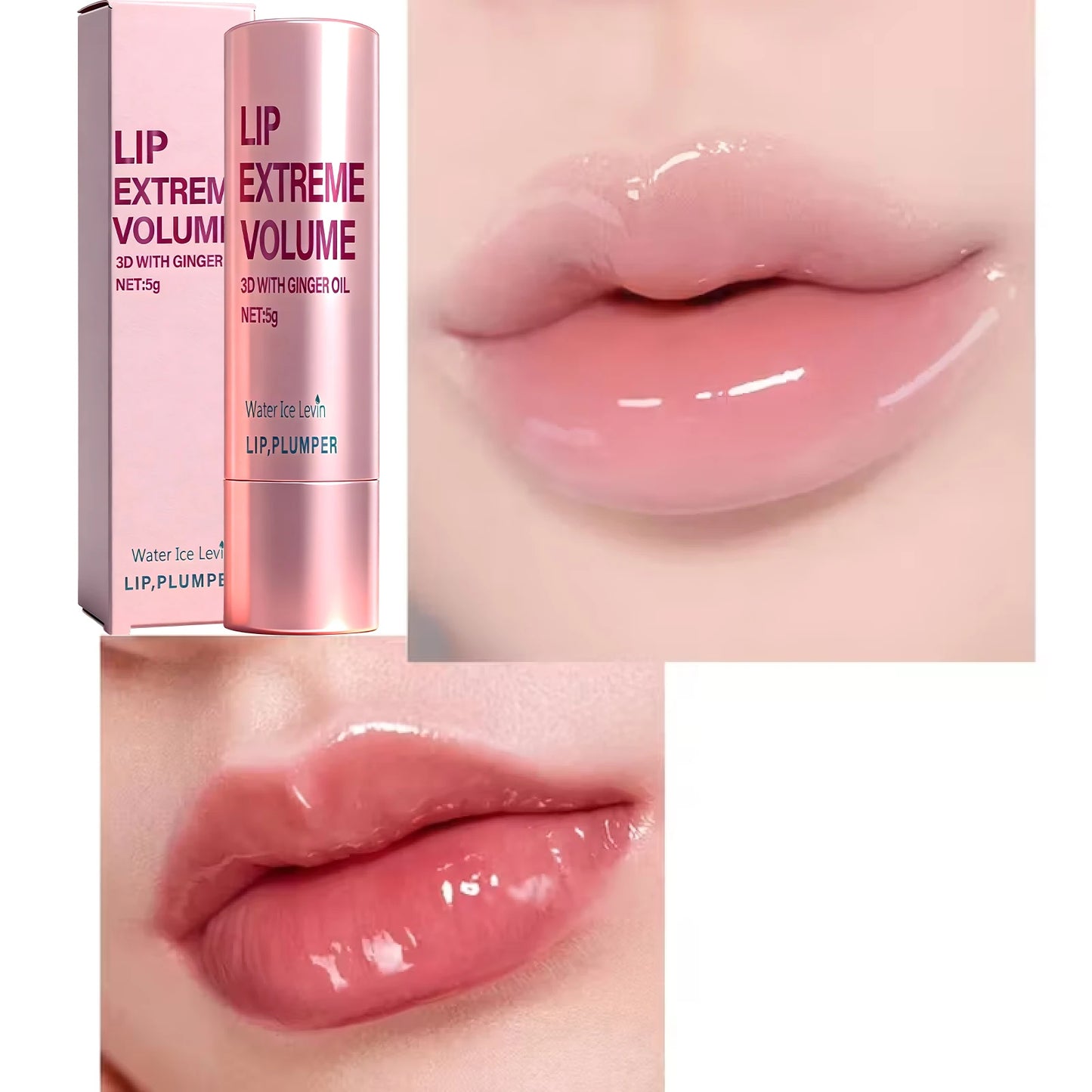 Plumping Lip Gloss Serum 5g with Ginger Oil - Moisturizing Non-Sticky Lip Care, Smooth & Voluminous Lips
