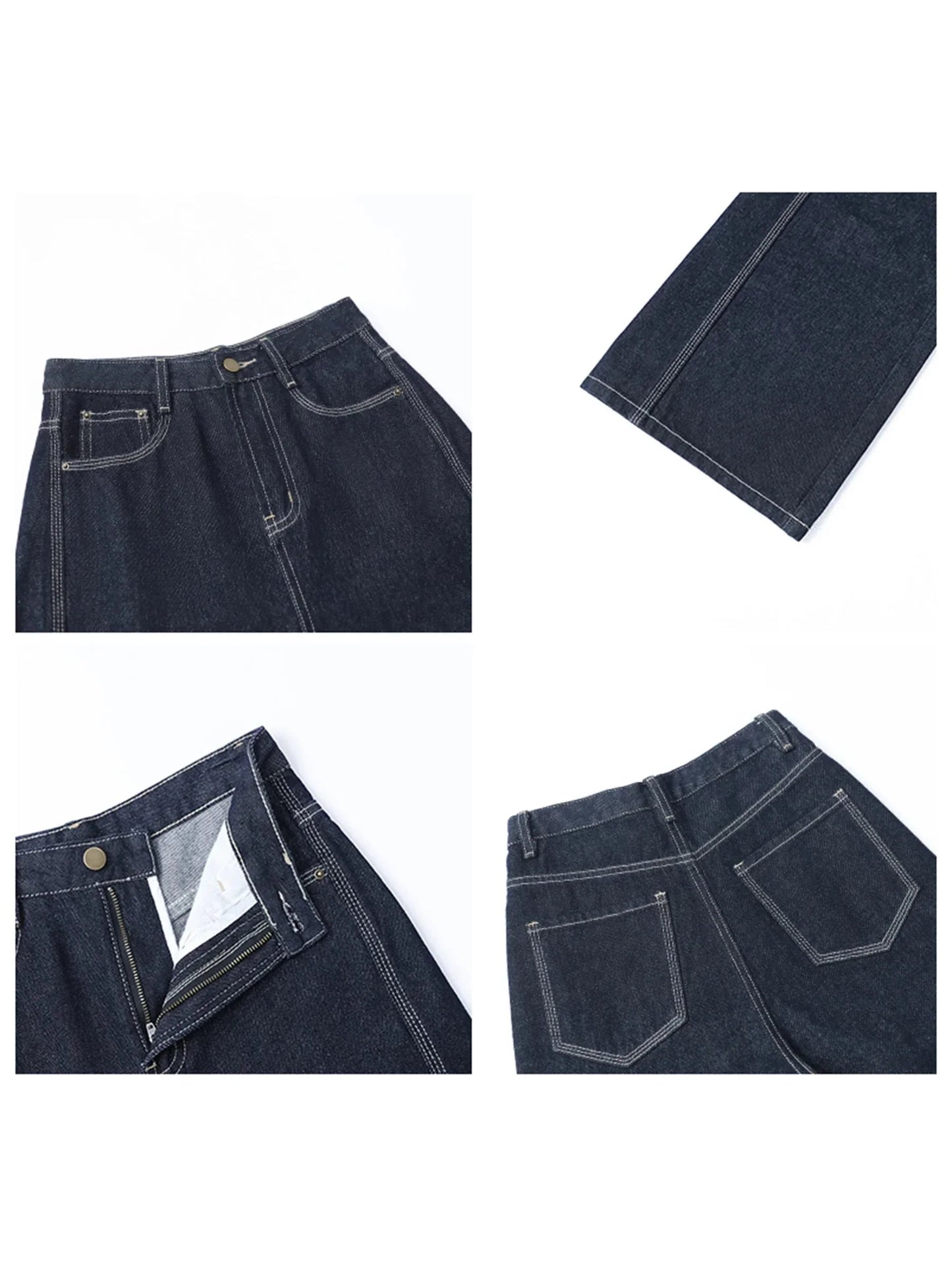 High-Waisted Wide Leg Jeans Loose Straight Denim