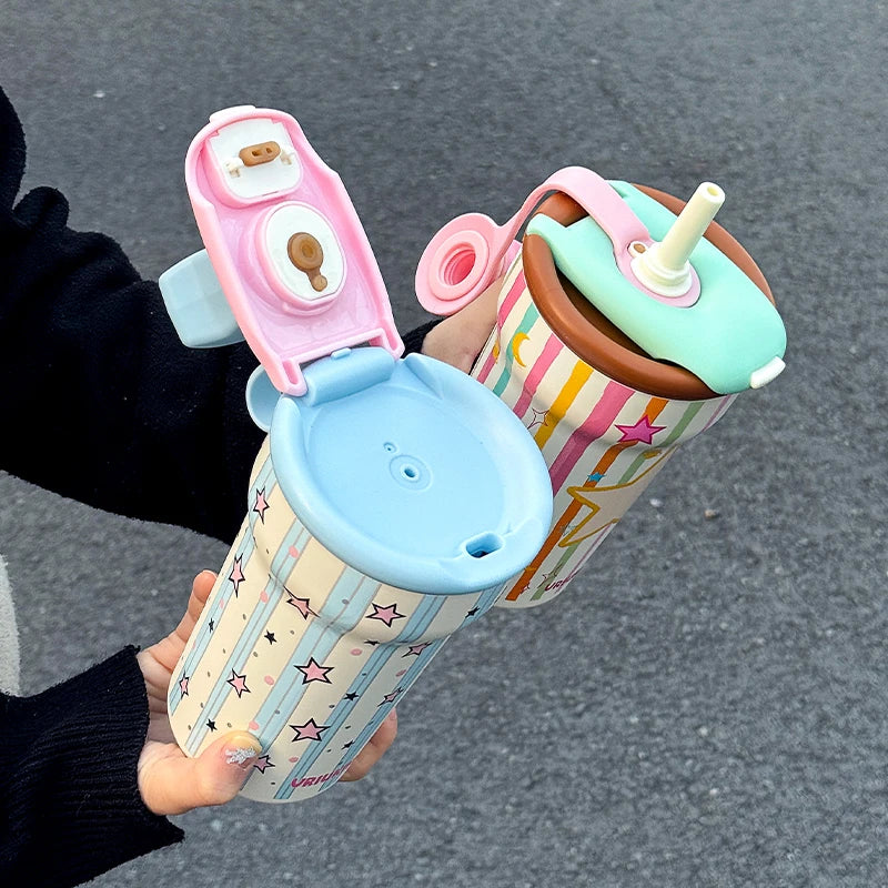 1 piece 760ML Office Star Desktop Portable Cup, High Appearance Level Cute Star Insulated Cup, Home and Outdoor Ice King Cup