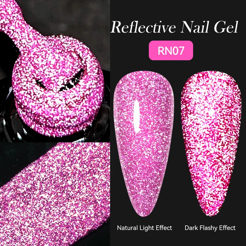 LILYCUTE 7ml Neon Reflective Nail Gel Polish Dark Flash Glitter Effect Fluorescent Gel Soak Off UV Gel Summer Nail Art Varnish