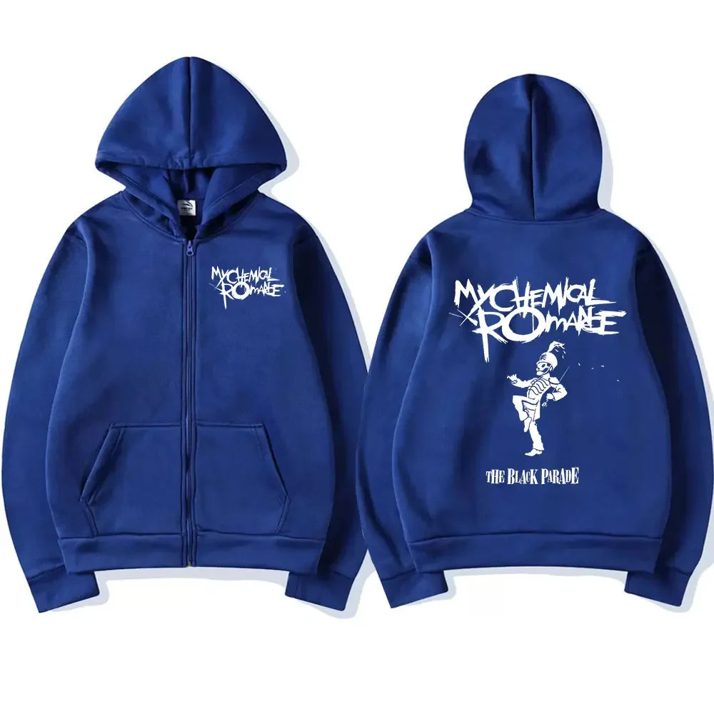 My Romantic Band (MCR) Reaper Zipper Hoodie Black Parade Punk Emotion Rock Zipper Hoodie Men's Fashion Retro Hip Hop Hoodie