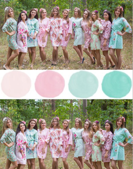 Mint & Pink Wedding Colors Bridesmaids Robes-0